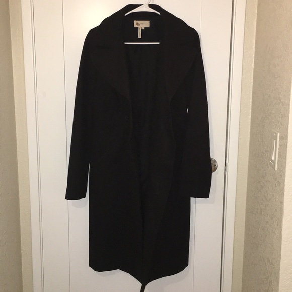 BCBGENERATION Long Black Pleated Peacoat Size M - Picture 2 of 6